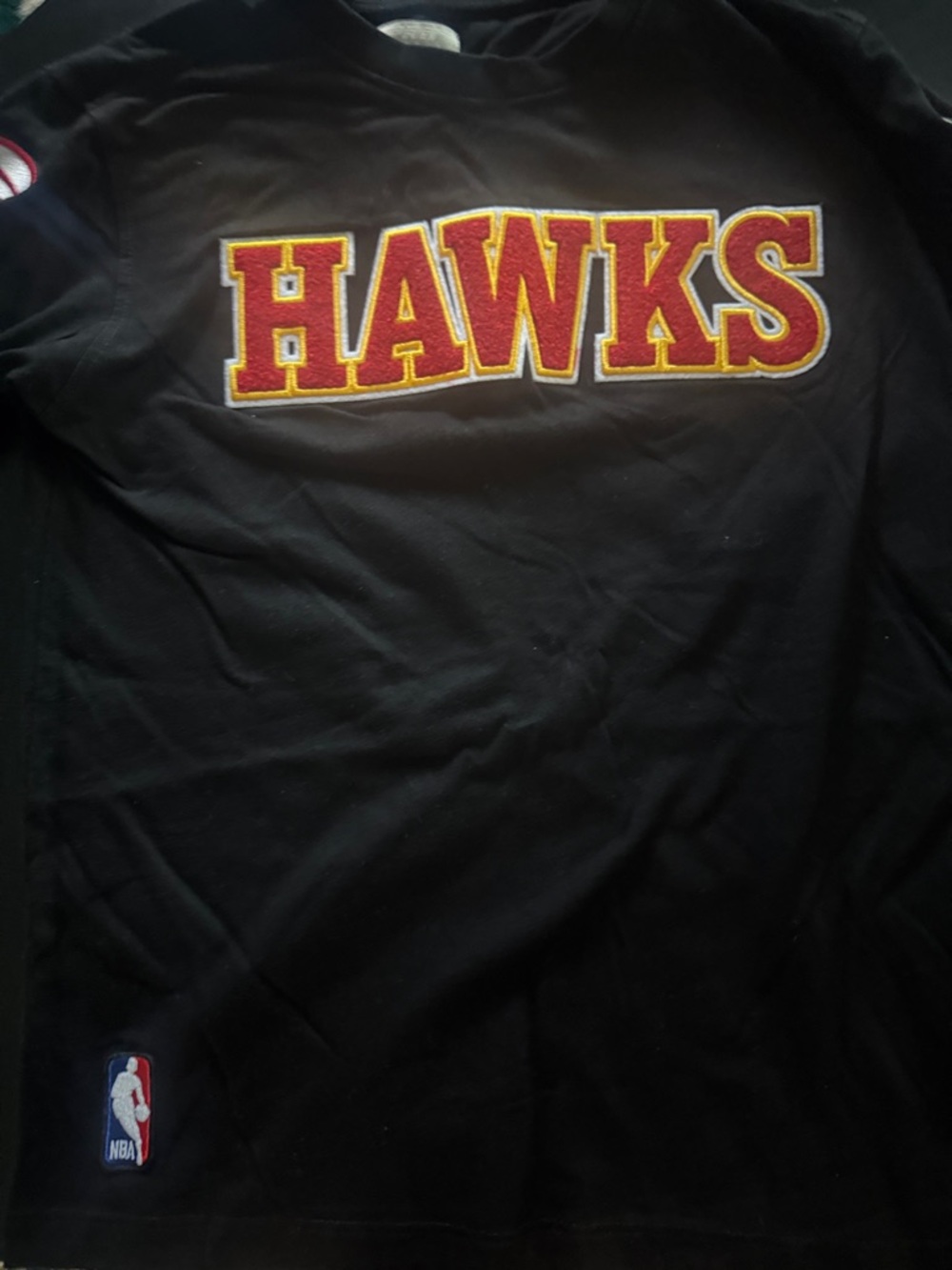 HAWKS Black Crewneck Shirt with Red and Gold Logo